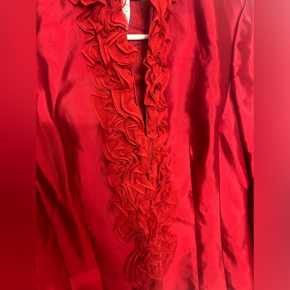 Vintage Victor Costa  Ruffle Red Jacket Size 10 Rare 80s - Picture 5 of 10